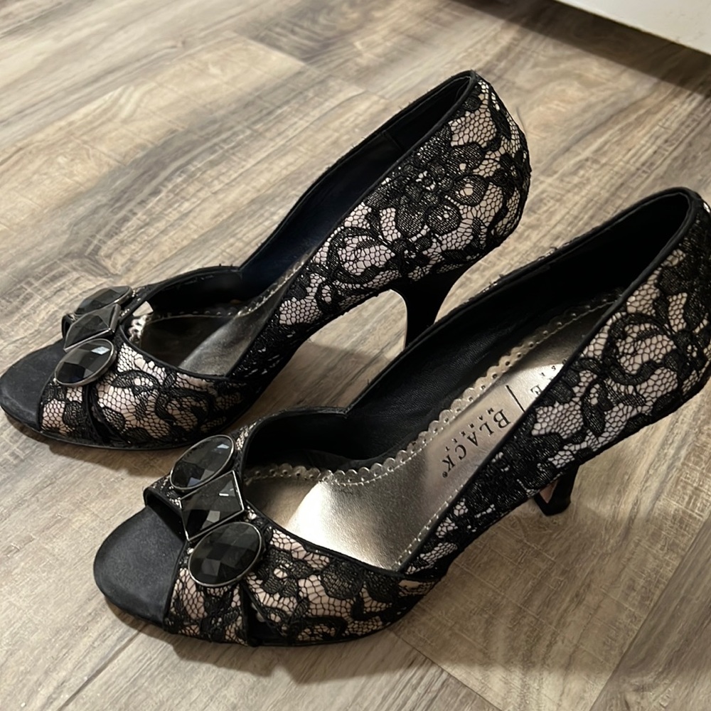 WHBM Black/Champagne Lace Heels